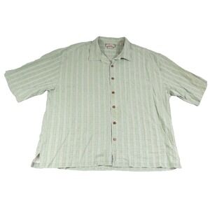 Pusser's Island Reserve Silk Cotton Camp Shirt Green Plaid XXL Tropical Mens S/S
